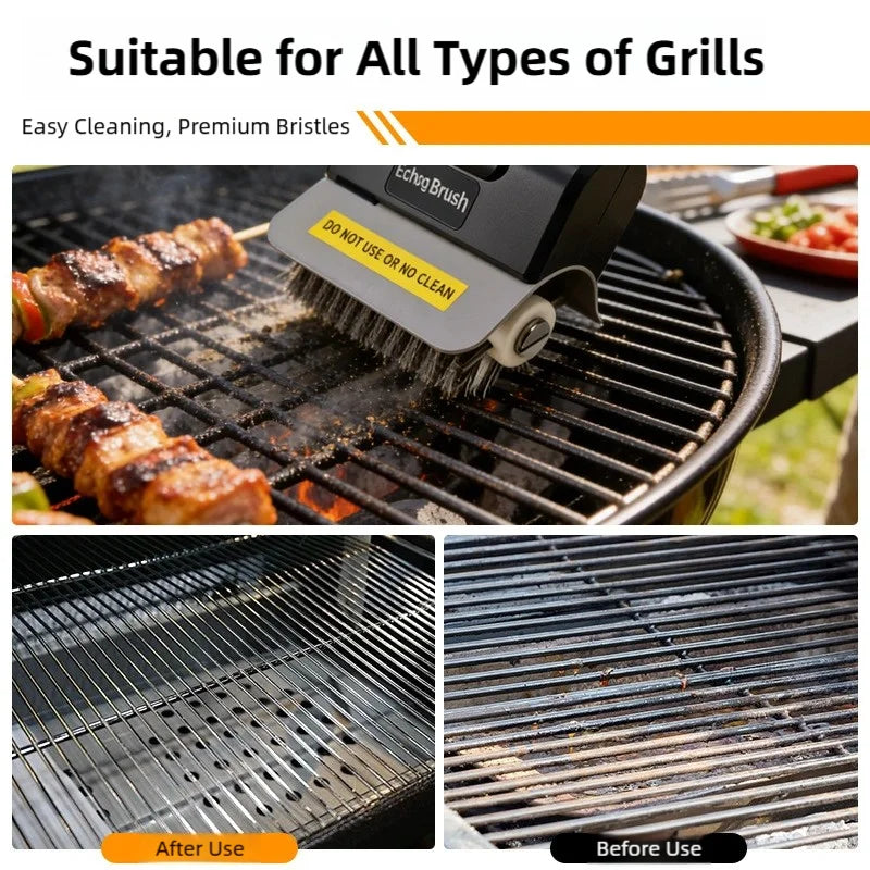 TINSOL Electric Stainless Steel BBQ Brush Rechargeable Wireless Cleaning Brush Outdoor Cleaning Brush Grill Brush